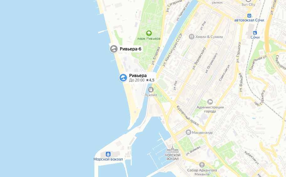 Фото Набережная и пляж Ривьера на карте