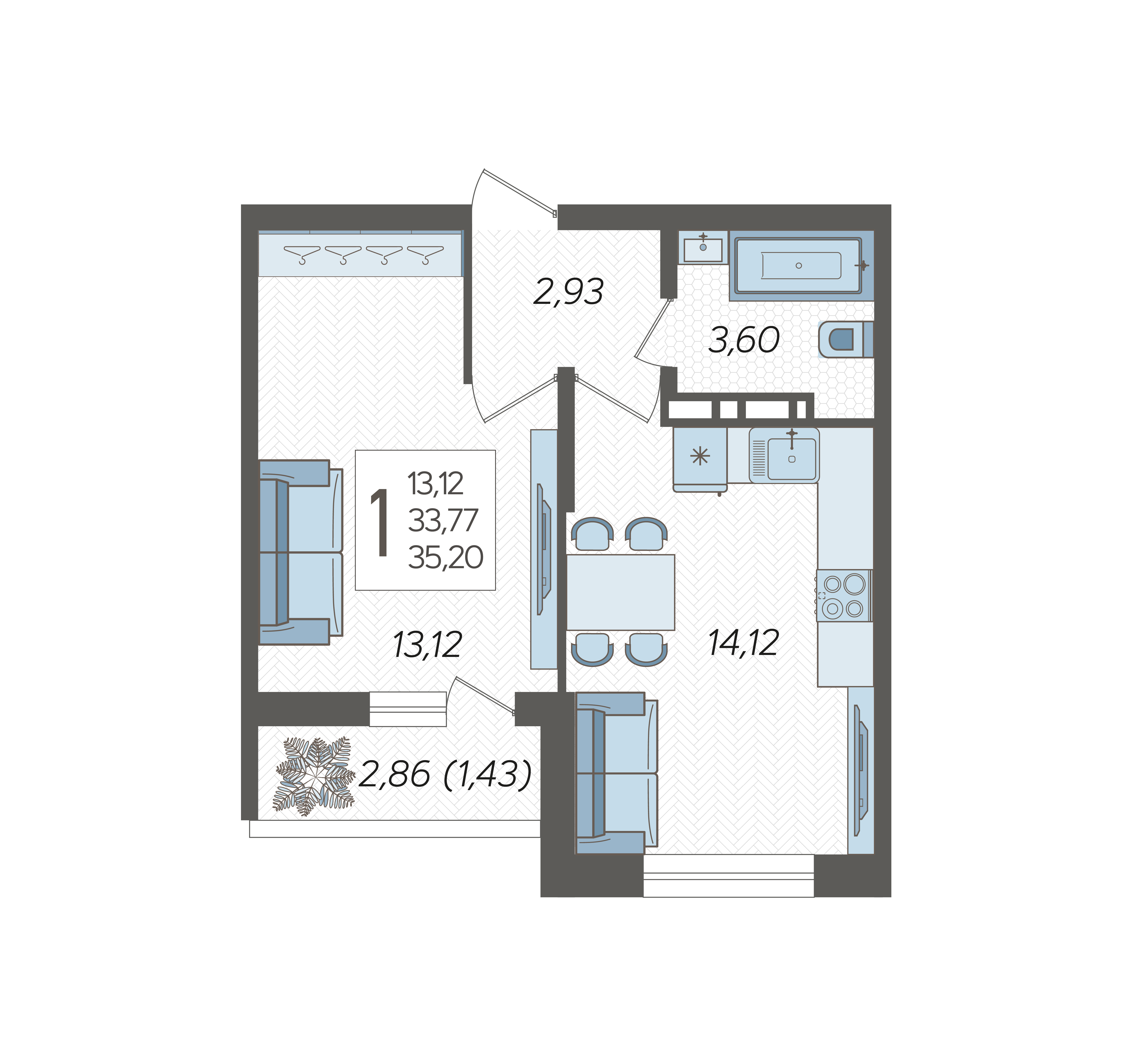 1-комнатная