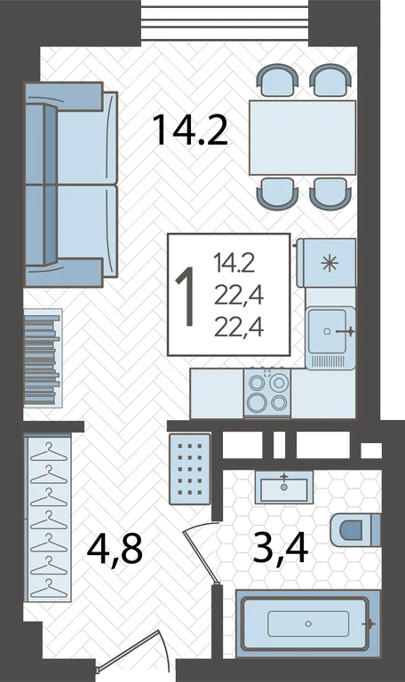 1-комнатная