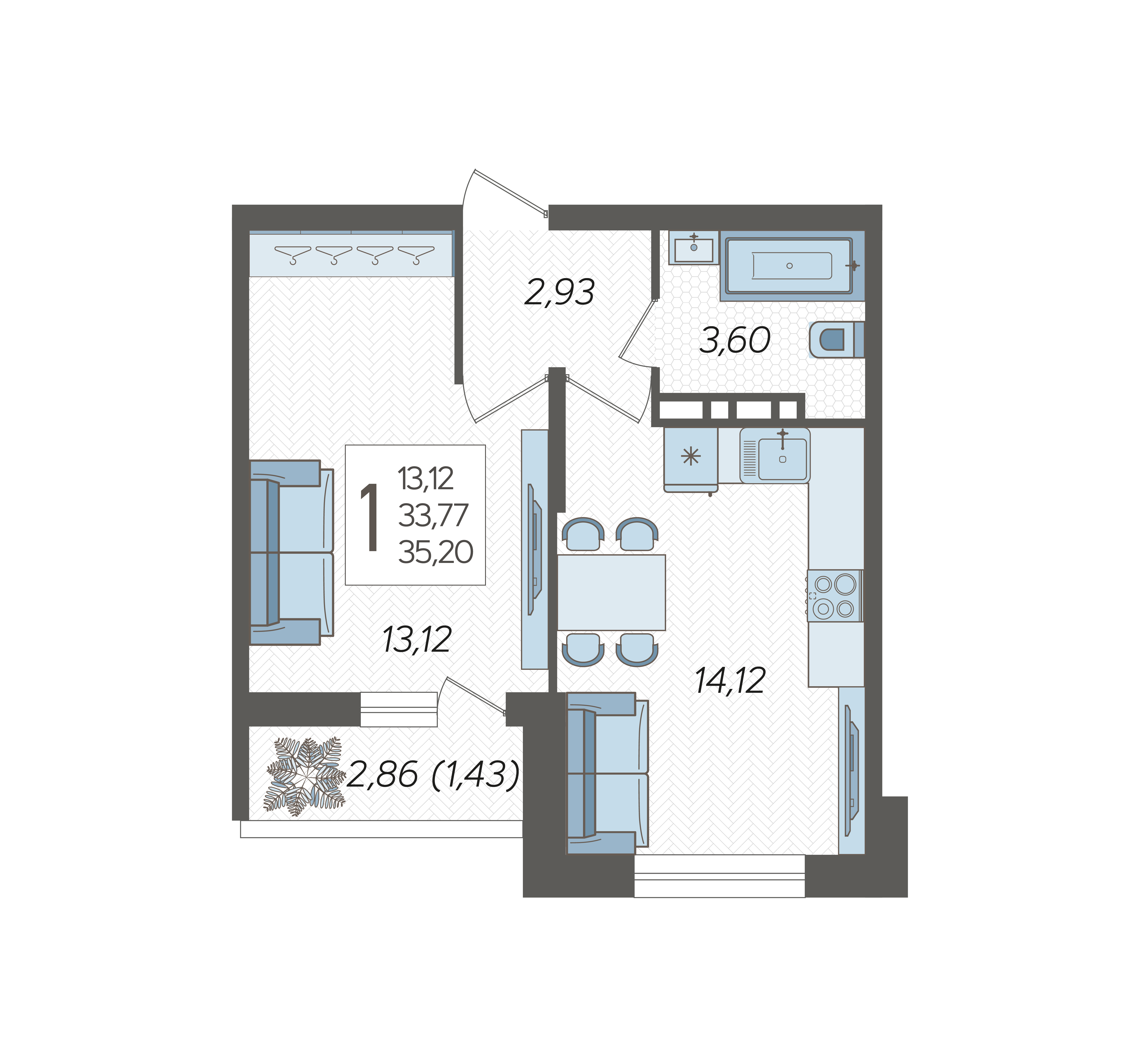 1-комнатная