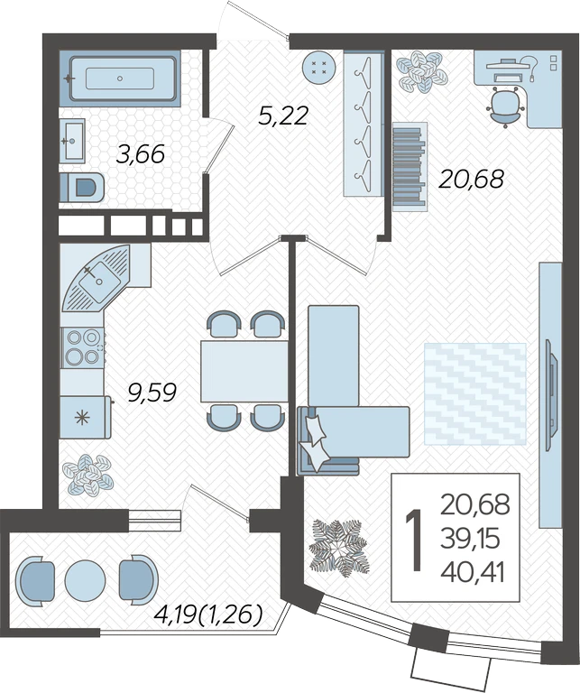 1-комнатная