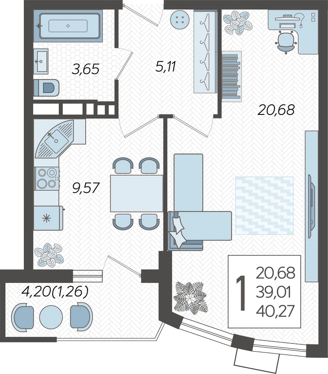 1-комнатная