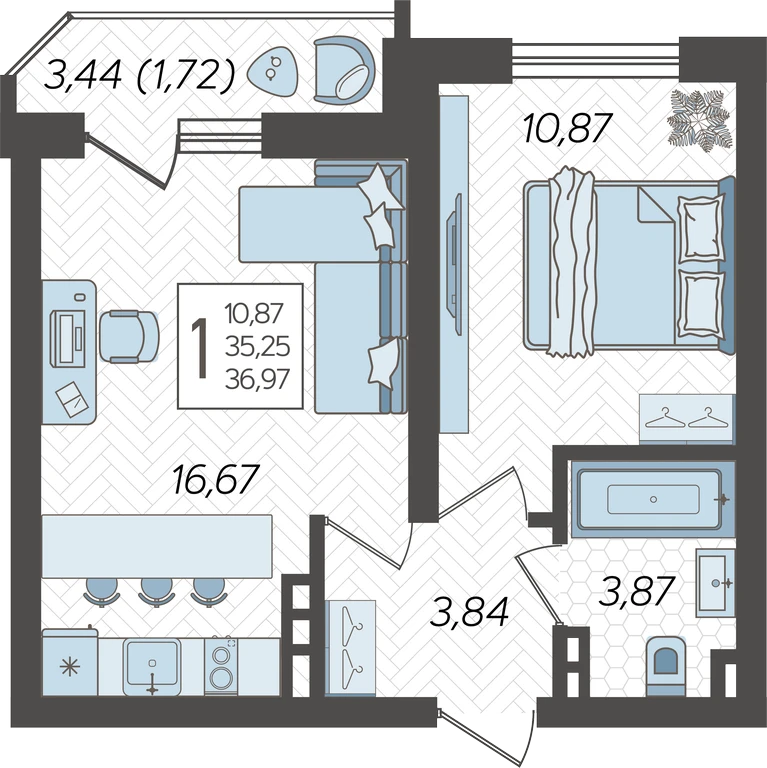 1-комнатная
