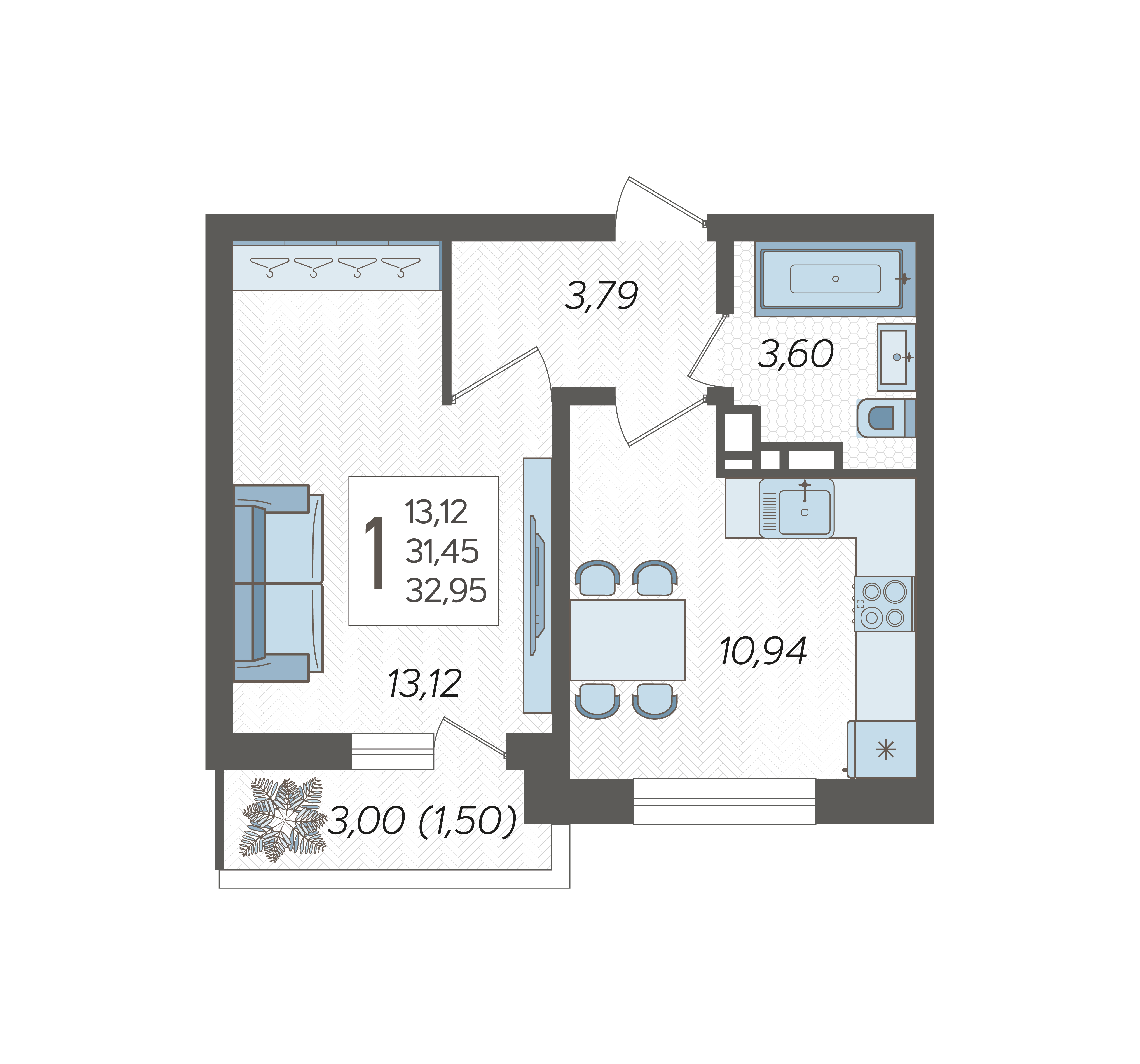 1-комнатная