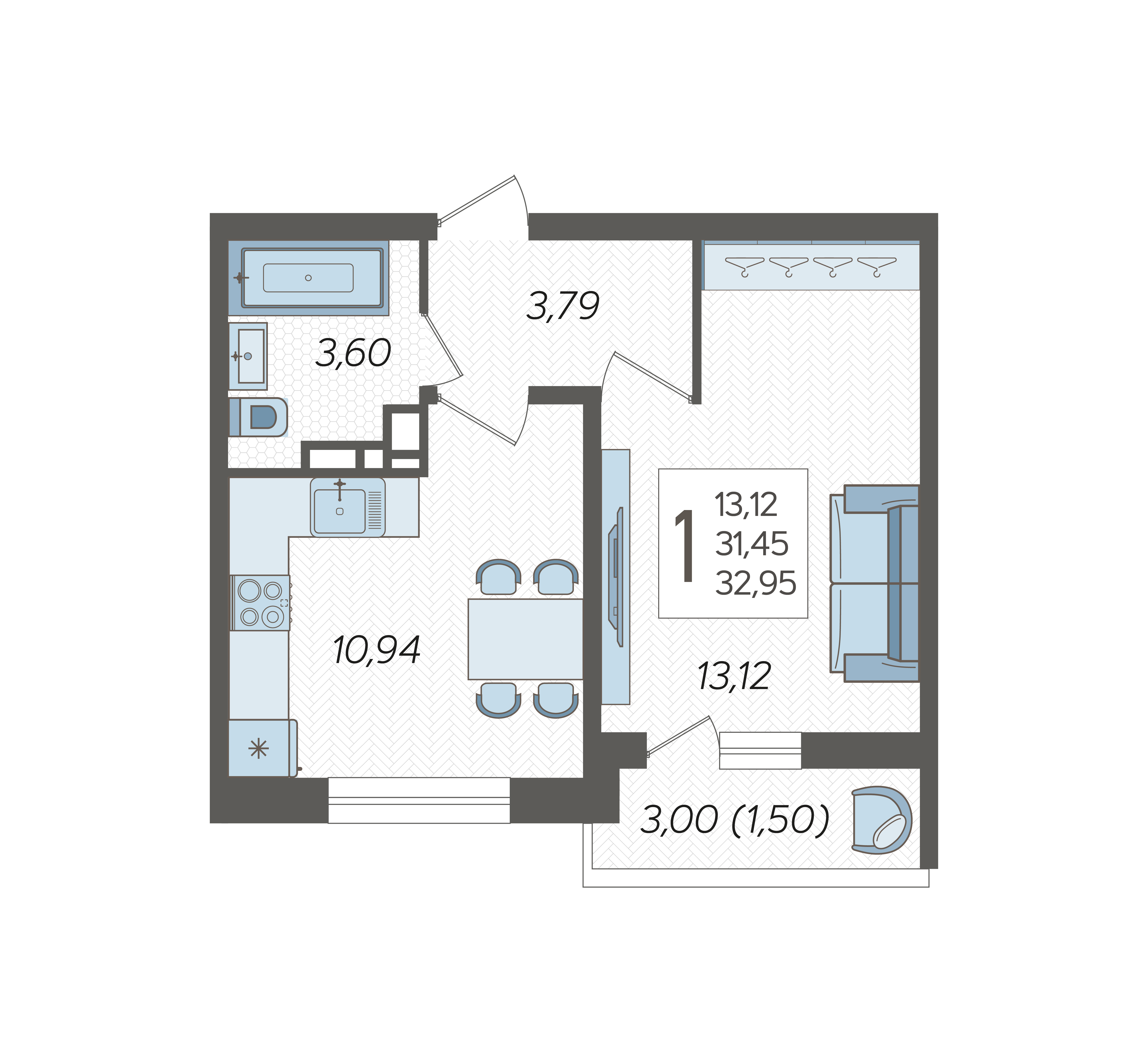 1-комнатная