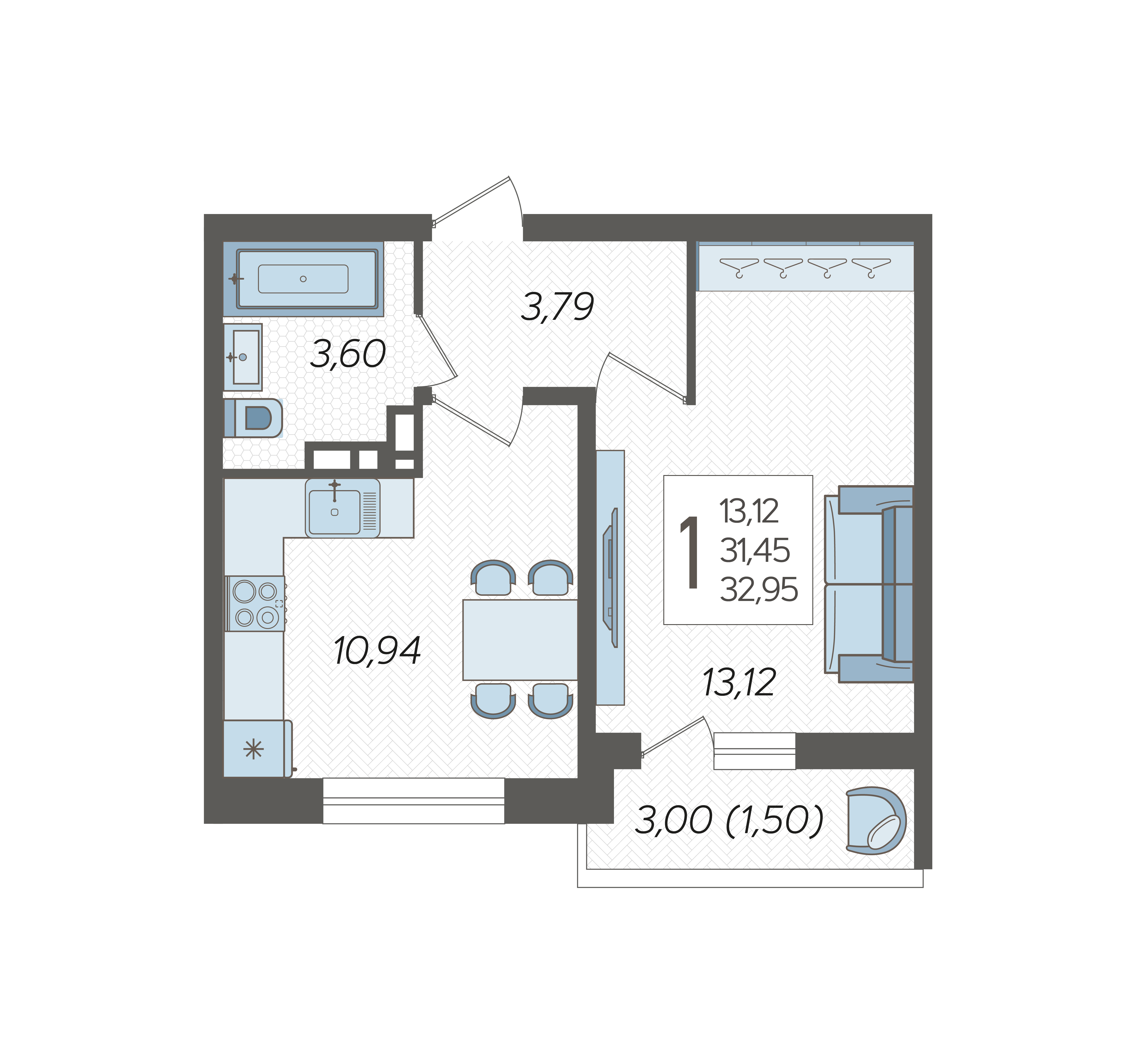 1-комнатная