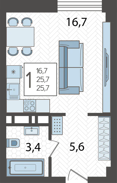 1-комнатная