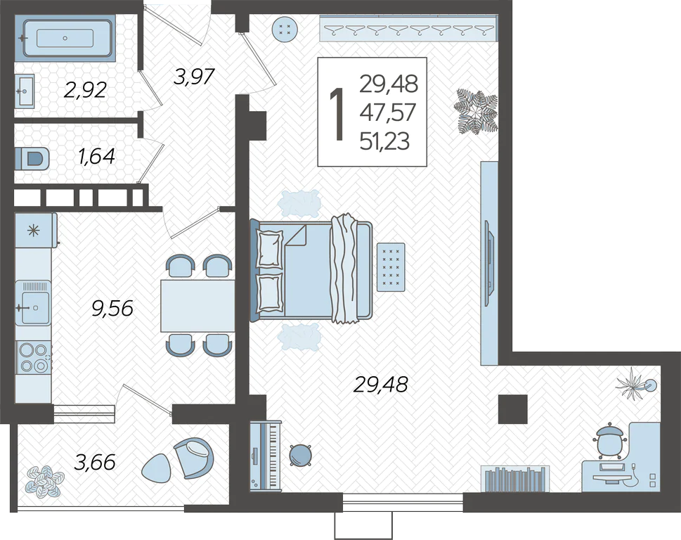 1-комнатная