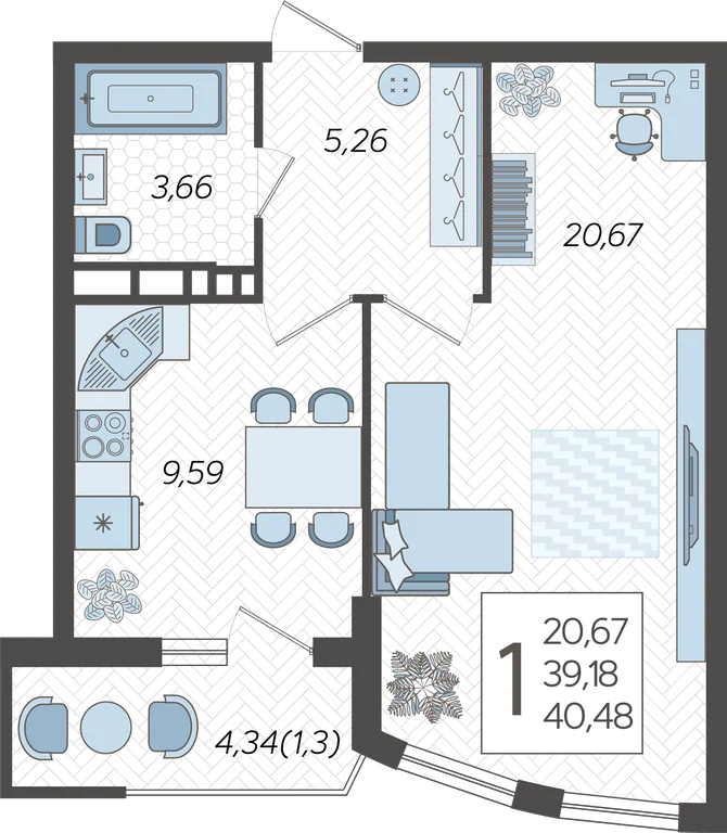 1-комнатная