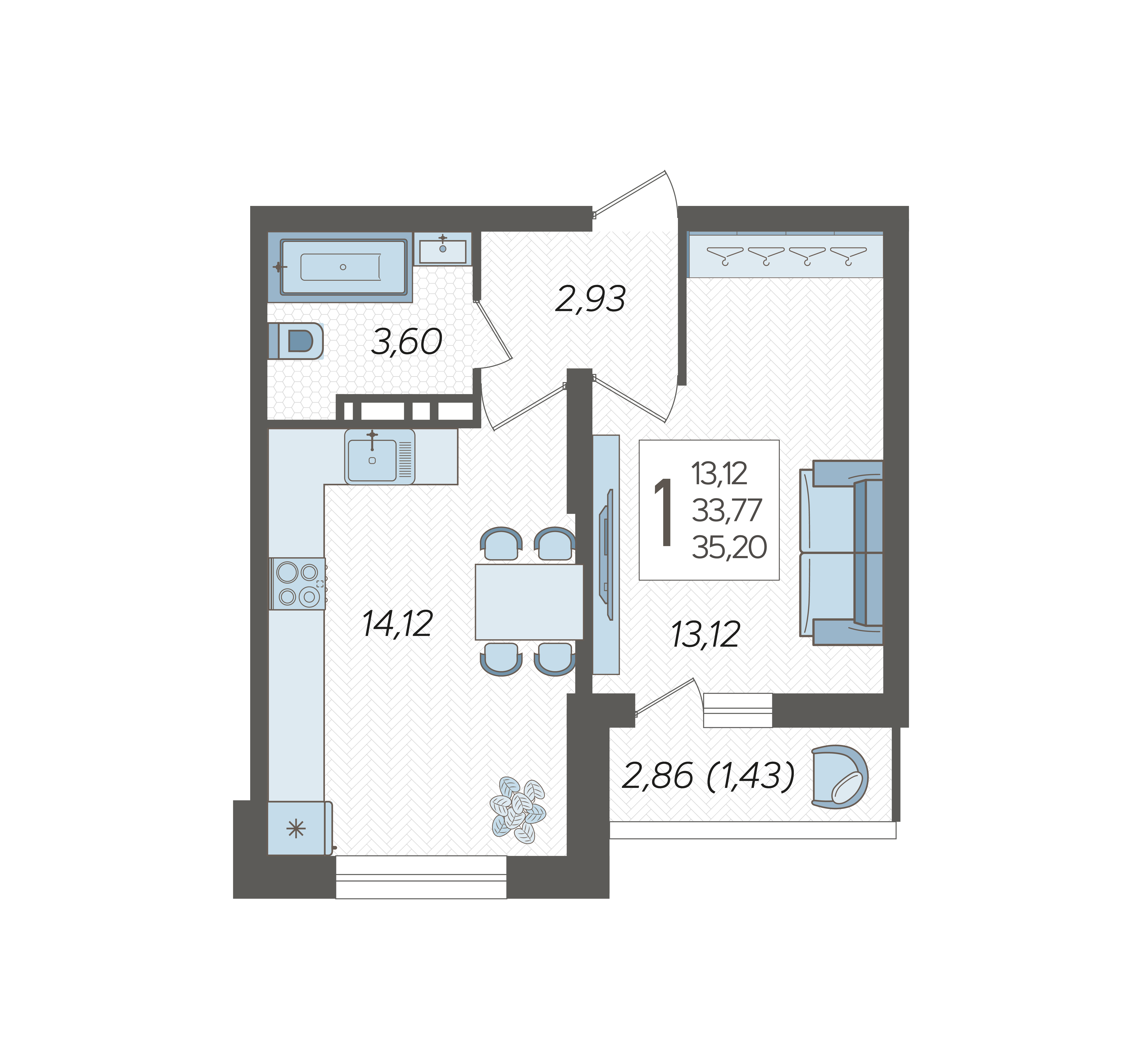 1-комнатная