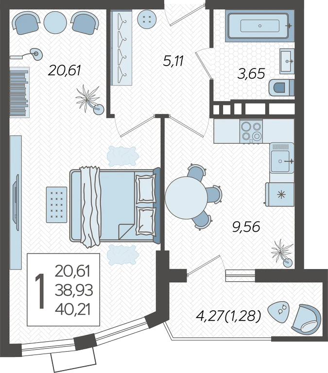 1-комнатная