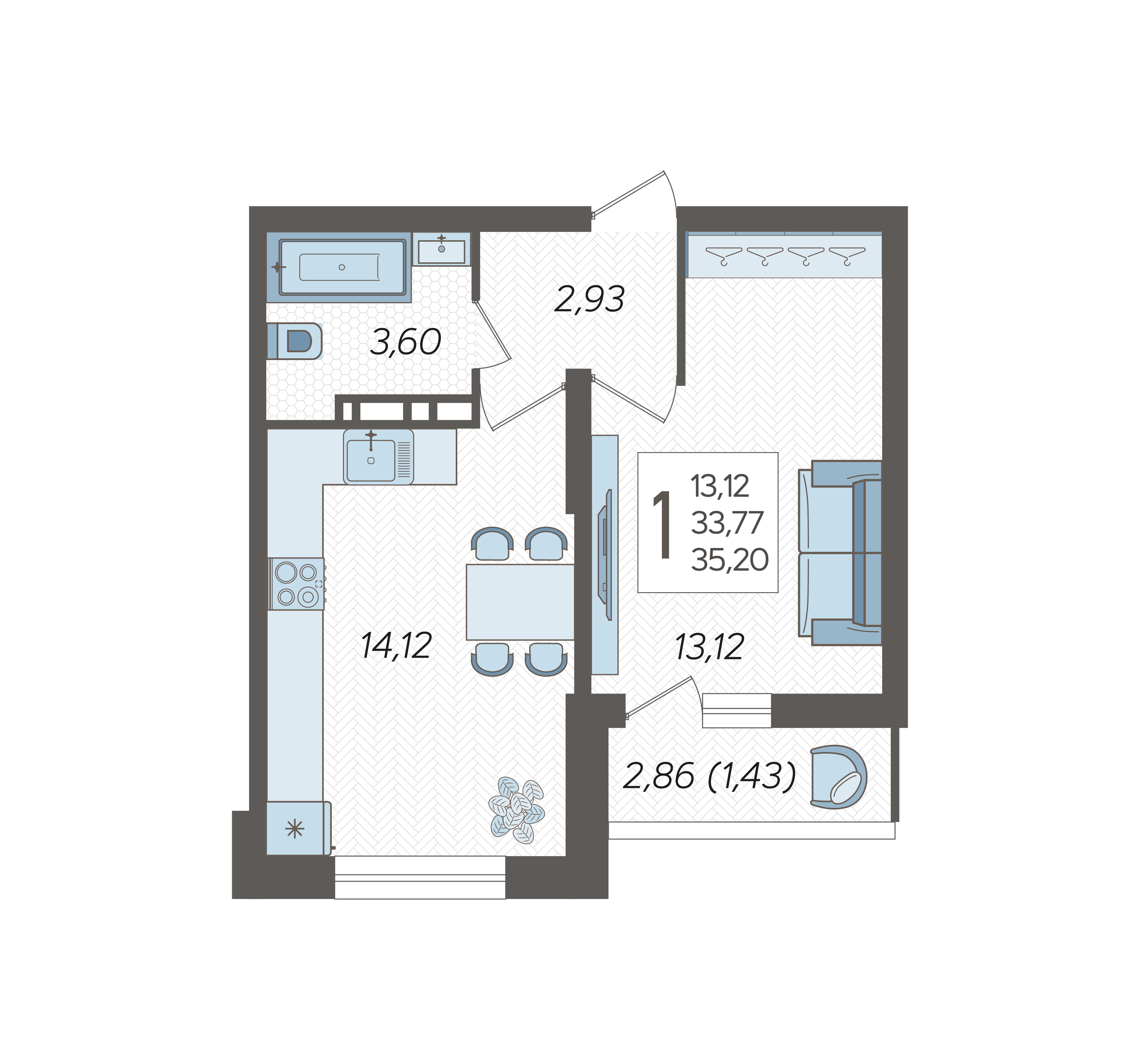 1-комнатная