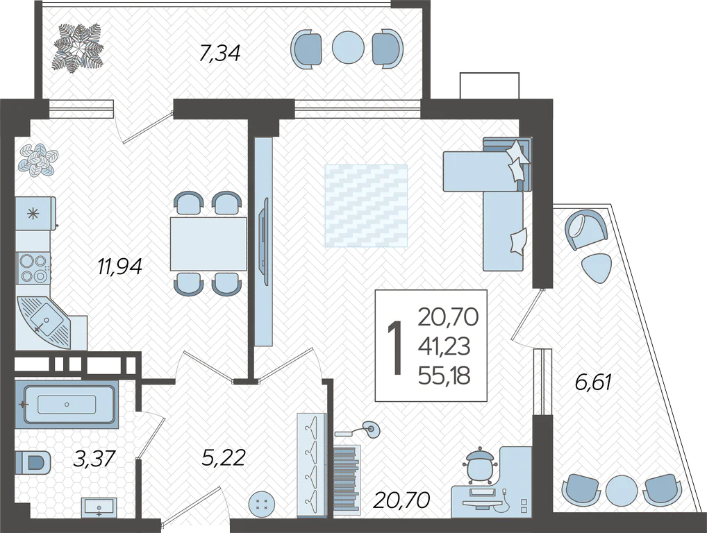 1-комнатная