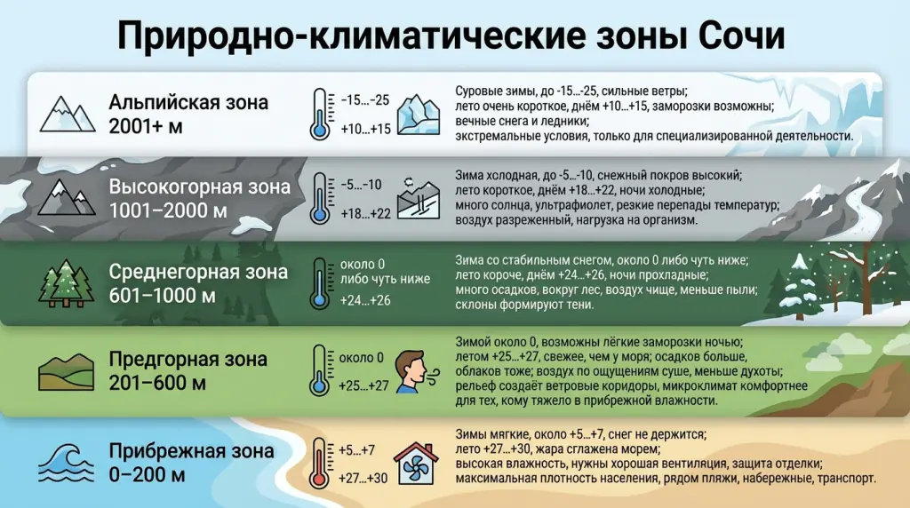 Природно-климатические зоны Сочи