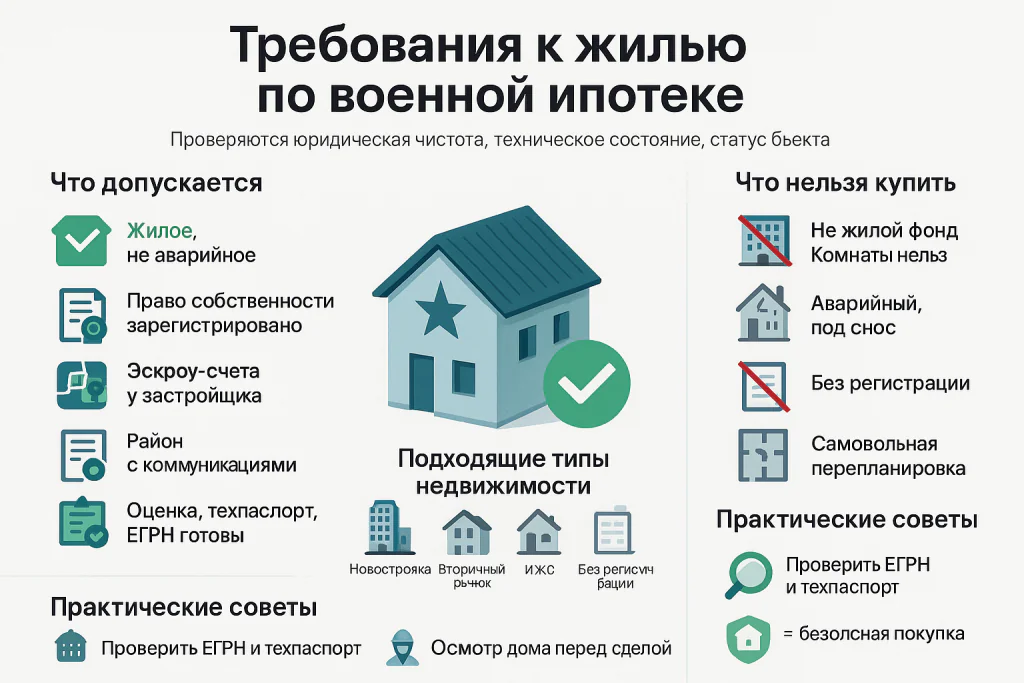 Требования к жилью военной ипотеки