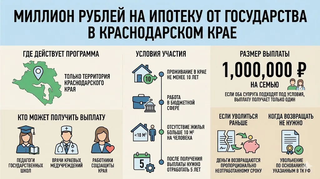 1 миллион на ипотеку для врачей, учителей и соцработников Кубани