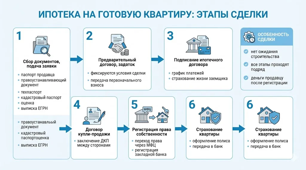 Ипотека на готовую квартиру, этапы сделки