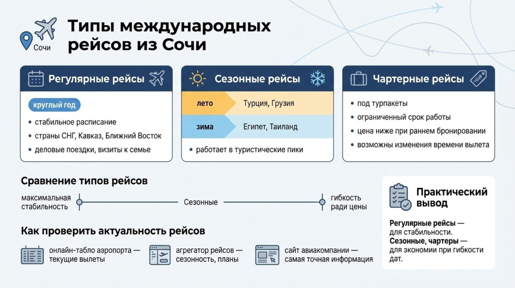 особенности международных авиамаршрутов из Сочи.