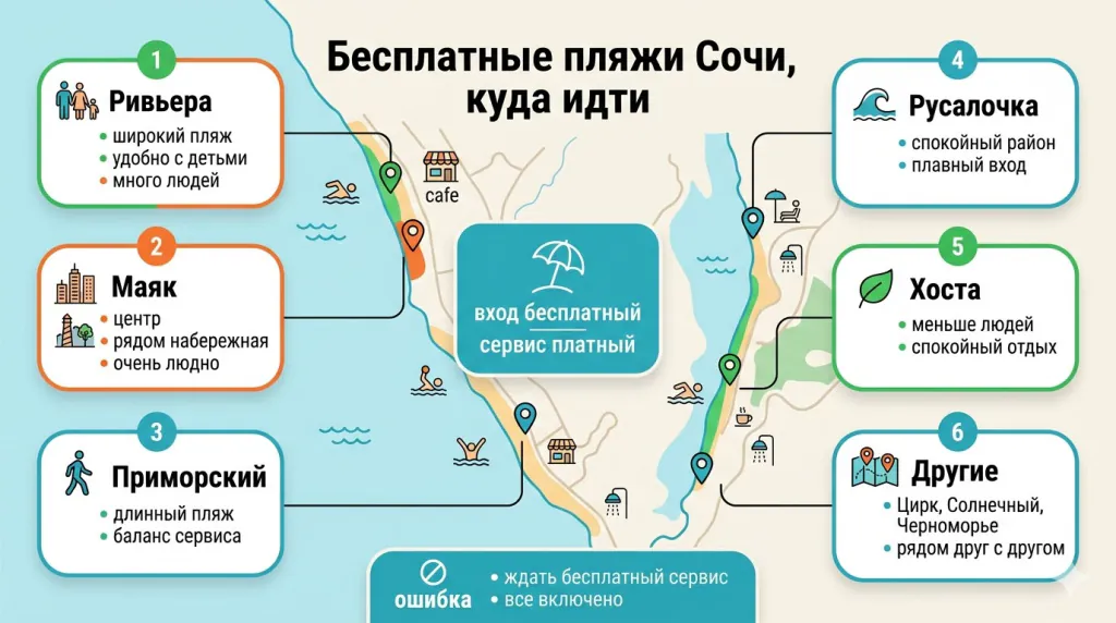 Бесплатные пляжи Сочи