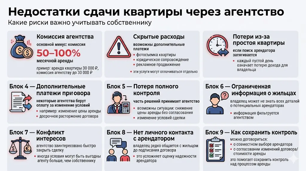 Недостатки сдачи квартиры через агенство