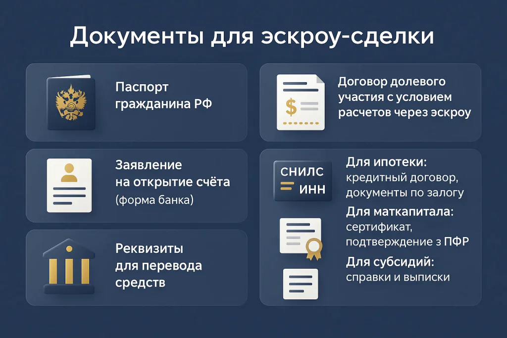 Какие документы потребуются для эскроу-сделки