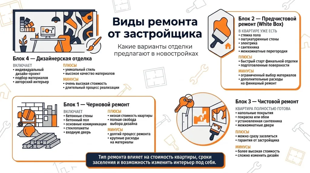 Виды ремонтов от застройщика