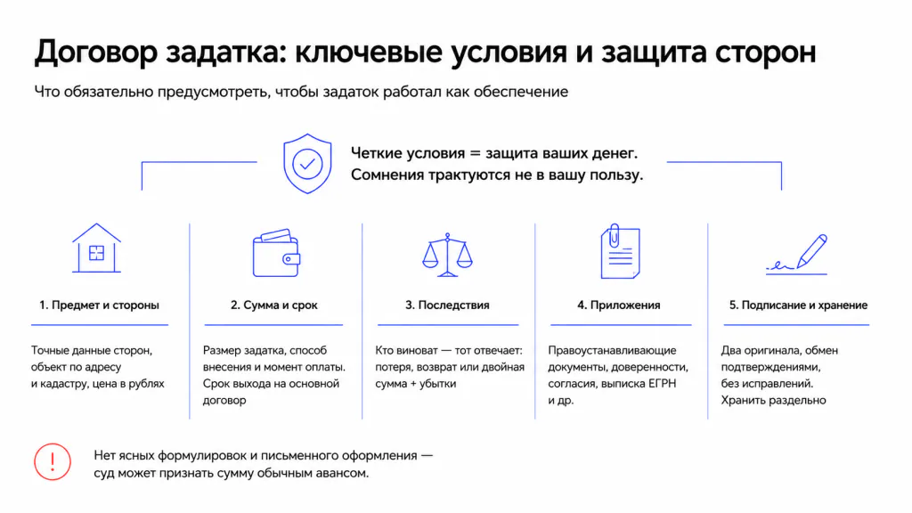 Что обязательно указать в соглашение о задатке