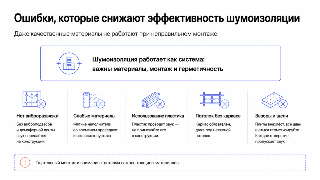 Ошибки которые портят шумоизоляцию