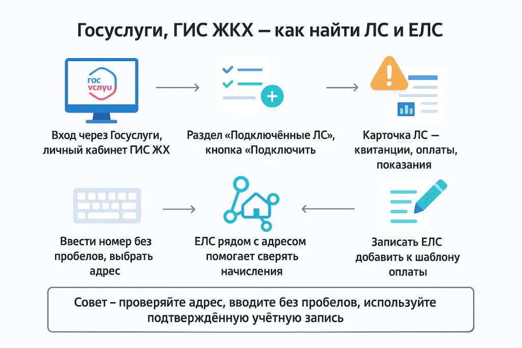 Госуслуги, ГИС ЖКХ — как найти ЛС, ЕЛС