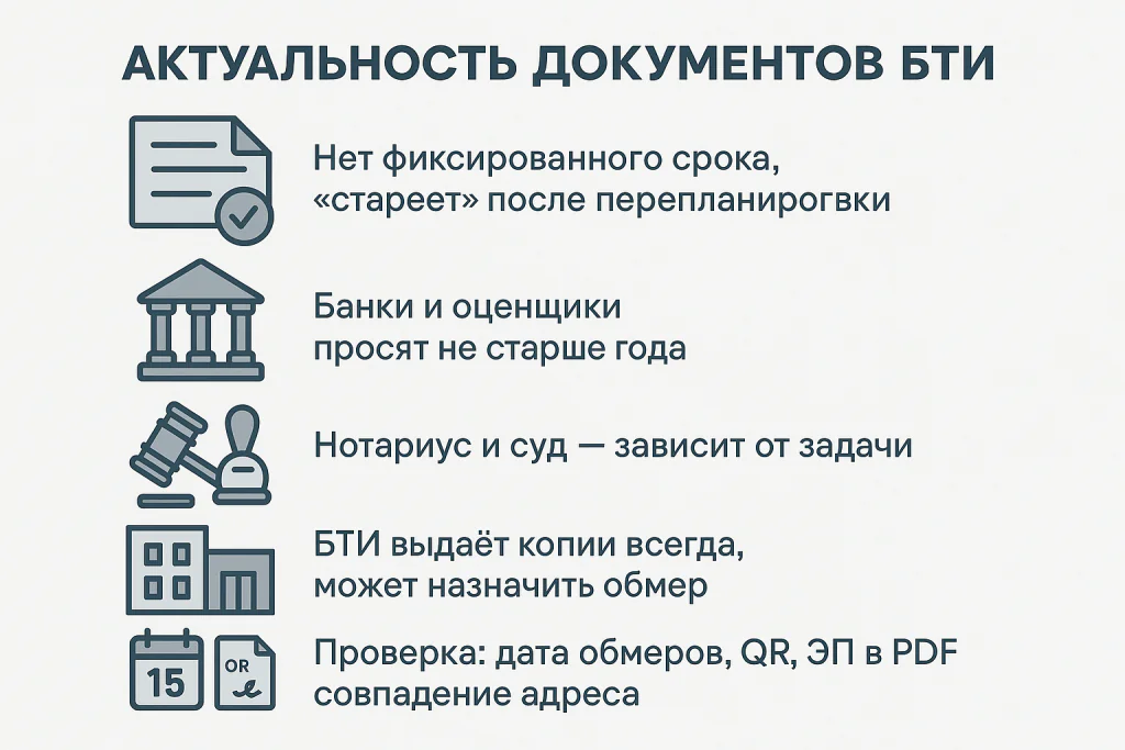 Актуальность документов БТИ Актуальность, срок действия