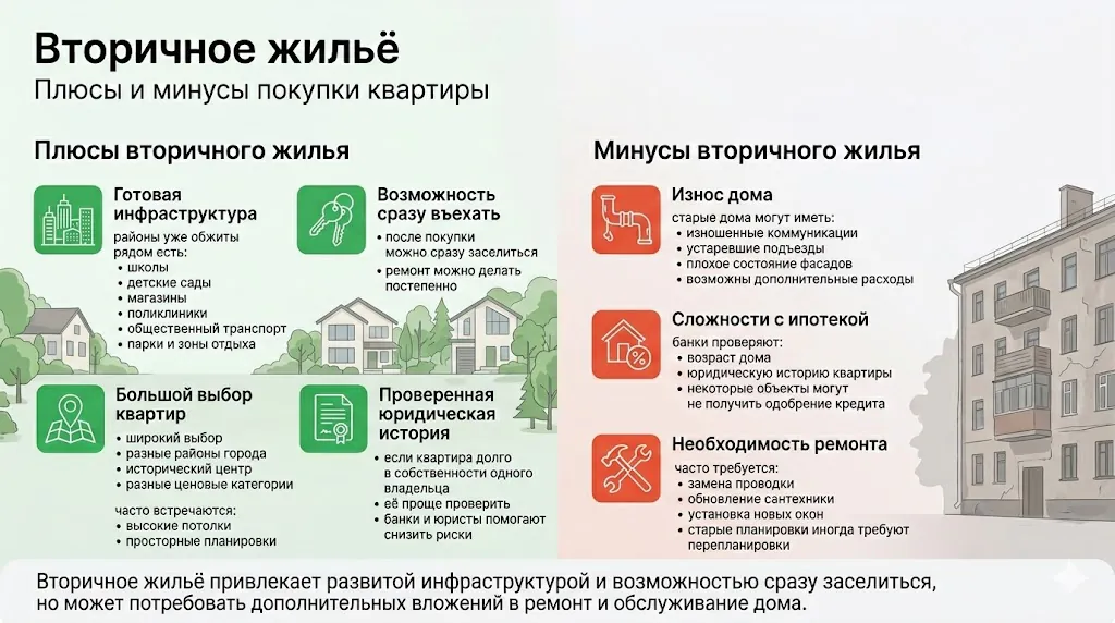Вторичное жилье плюсы и минусы покупки квартиры