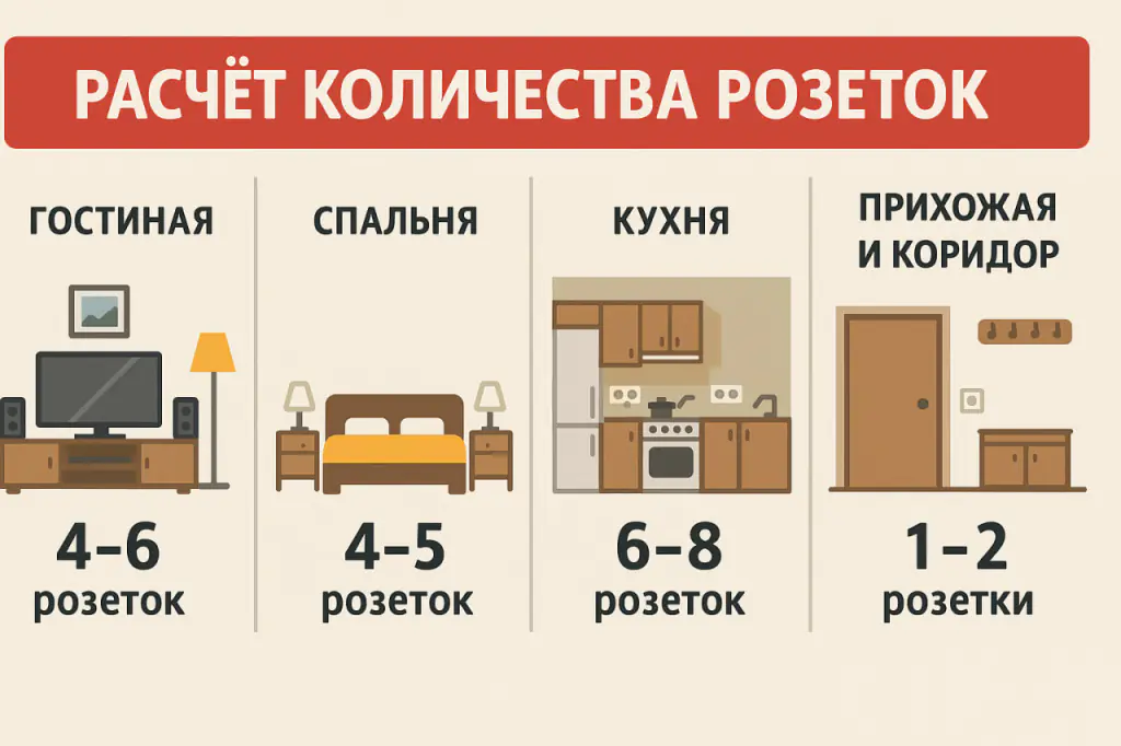Расчет количества розеток Расчет количества розеток