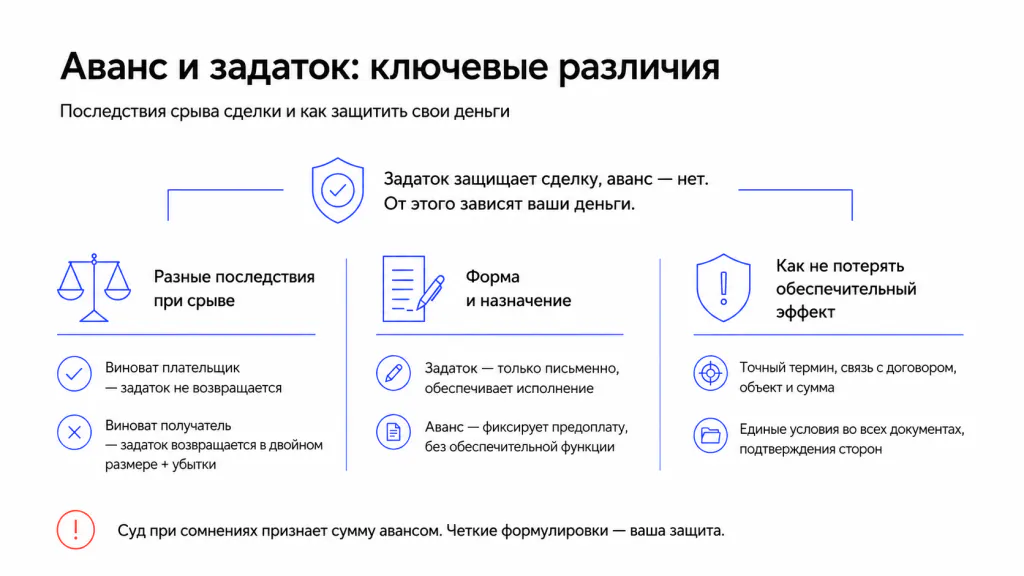 Аванс или задаток — в чем разница