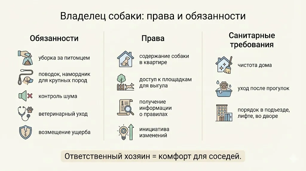 Права и обязанности владельцев собак в многоквартирном доме