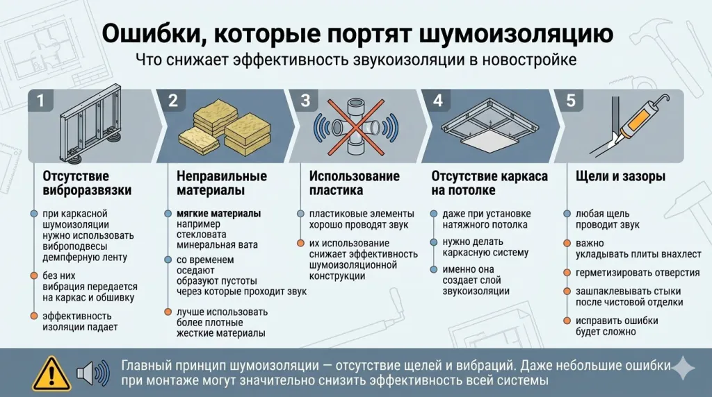 Ошибки которые портят шумоизоляцию