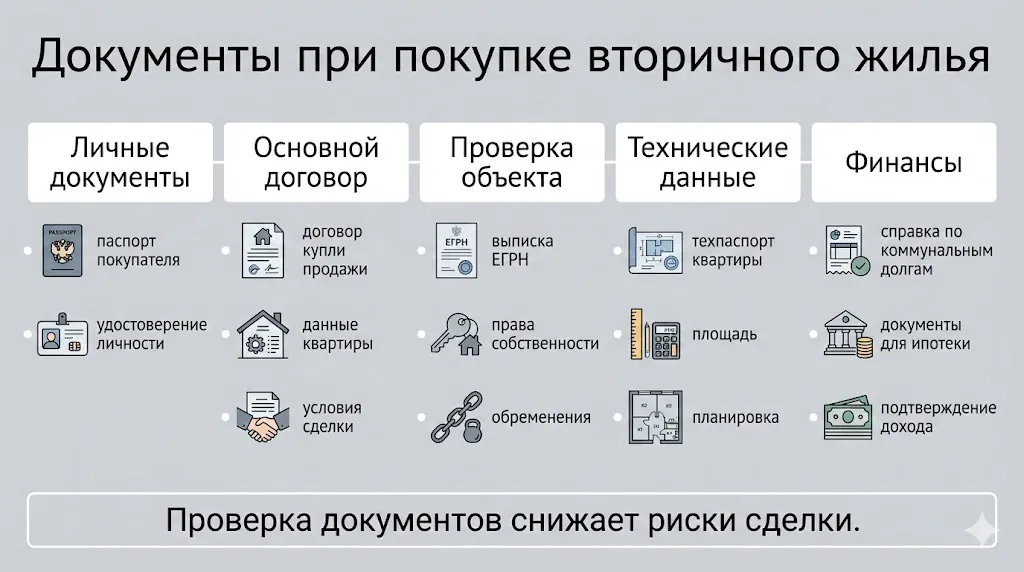 Список документов при покупке квартиры на вторичном рынке.