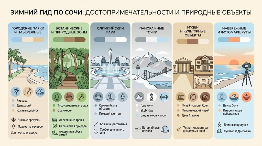 Достопримечательности и природные объекты в Сочи