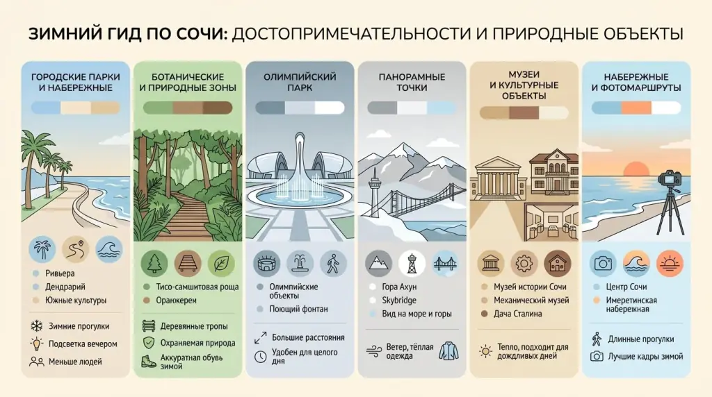 Достопримечательности и природные объекты в Сочи