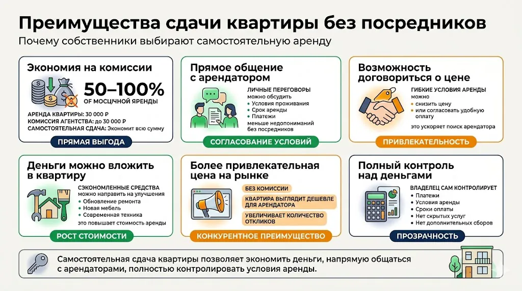 Преимущества сдачи квартиры без посредников