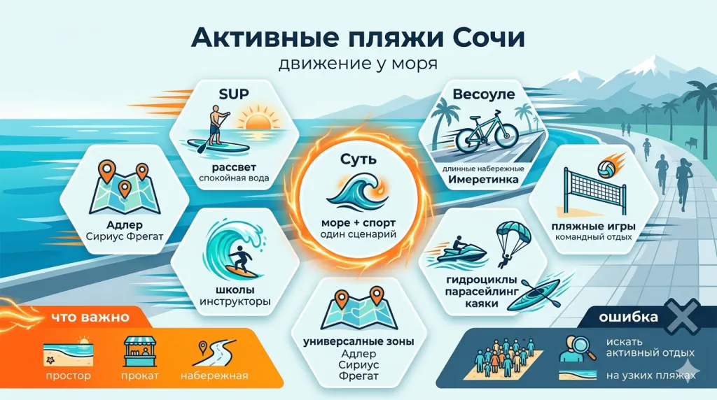 Активные пляжи Сочи