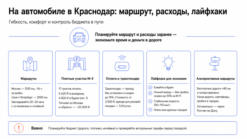Поездка на автомобиле до Краснодара