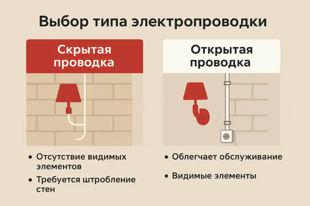 Выбор типа проводки Выбор типа проводки
