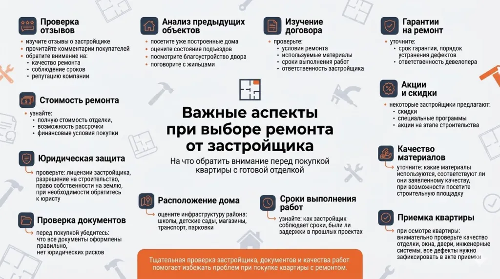 Важные аспекты при выборе ремонта от застройщика