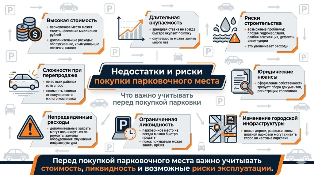 Недостатки и риски покупки парковочного места