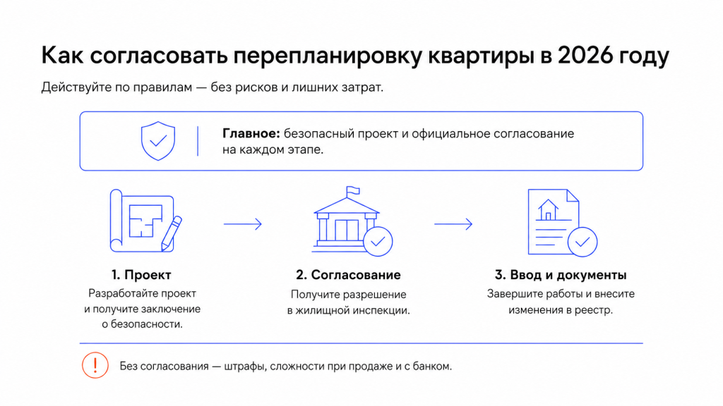 Как согласовать перепланировку квартиры в 2026 году
