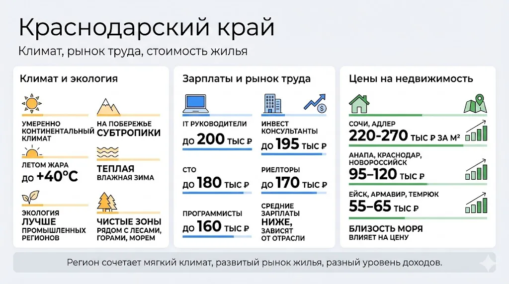 Жизнь в Краснодарском крае: климат, работа, цены на жилье