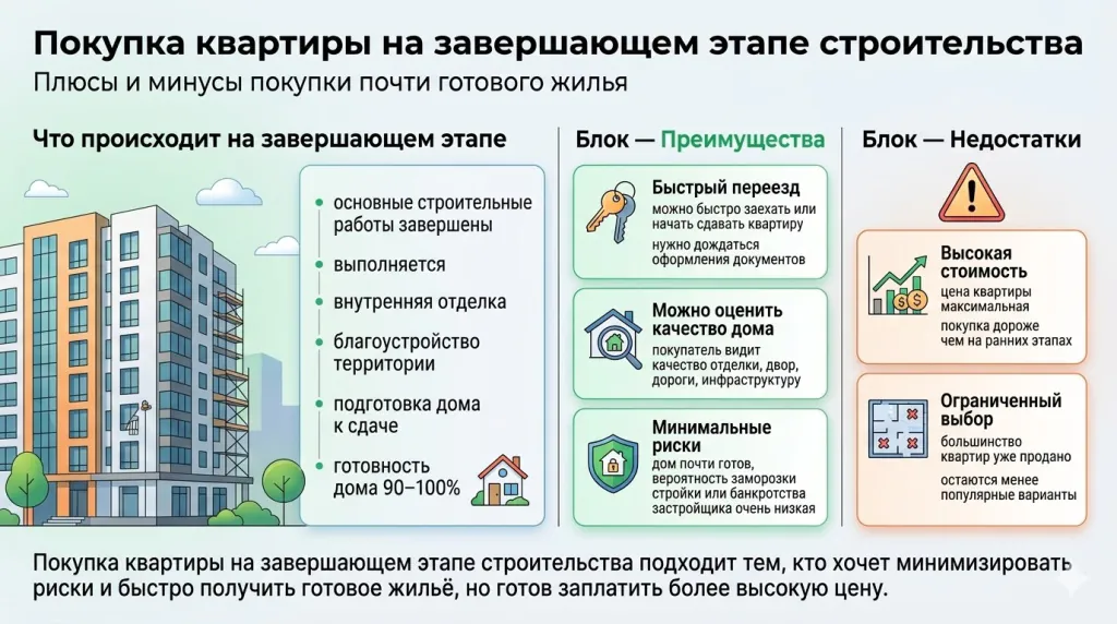 Покупка квартиры на завершающем этапе строительства