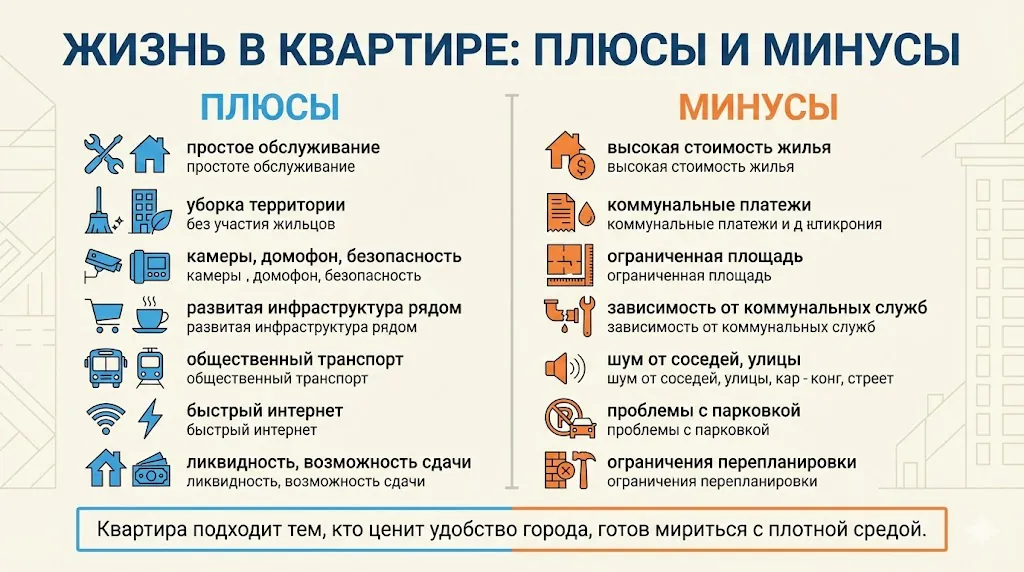 жизнь в квартире плюсы и минусы