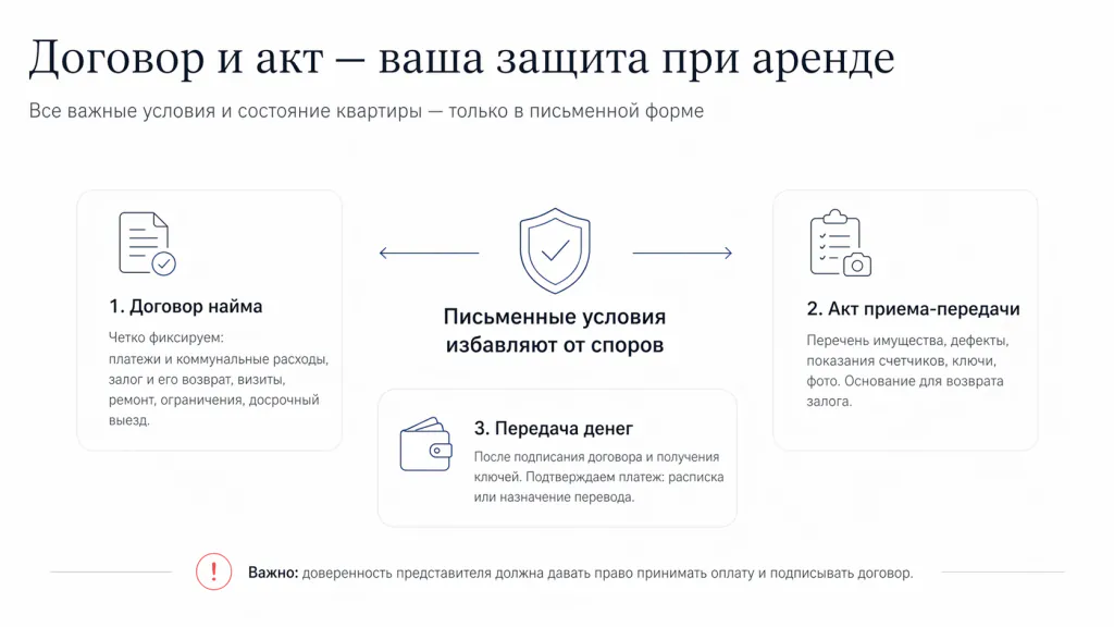 Что обязательно зафиксировать в договоре и акте