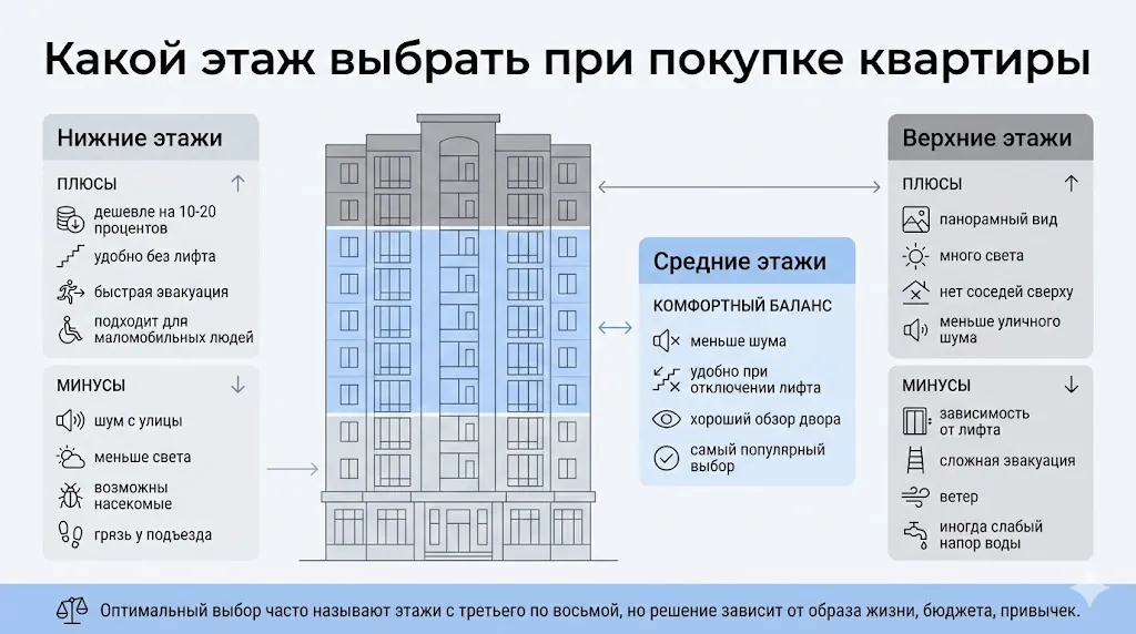 Какой этаж выбрать при покупеке квартиры
